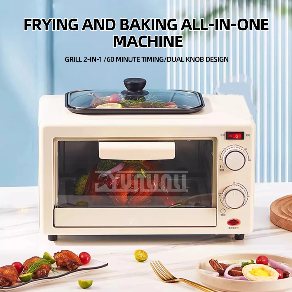 

18L Electric Oven 2in1 Frying and Grilling Machine Multifunctional Cake Pizza Thermostatic Bake Oven