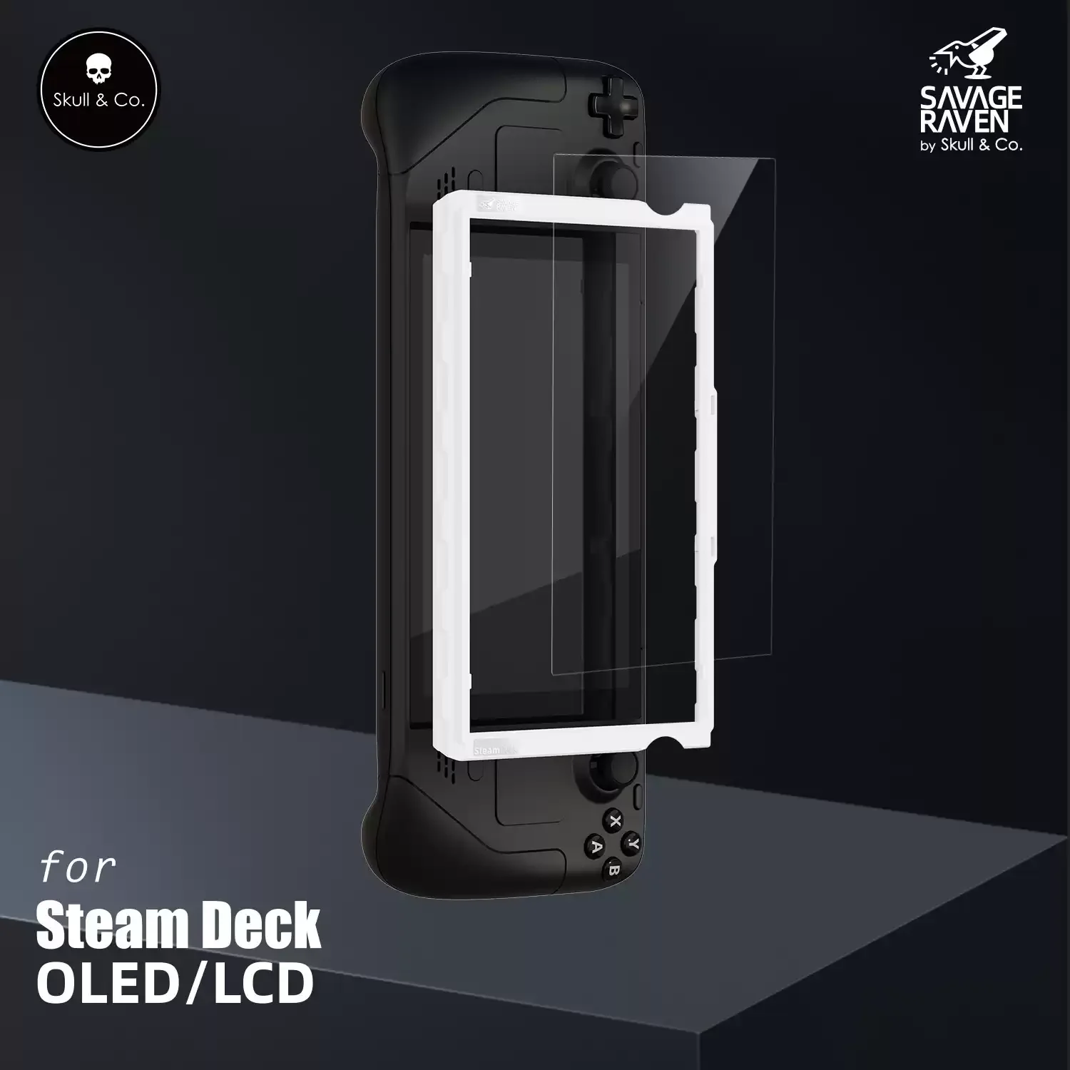 Skull & Co. Screen Protector Tempered Glass Film with Positioner for Steam Deck LCD/OLED 2 PCS PACK