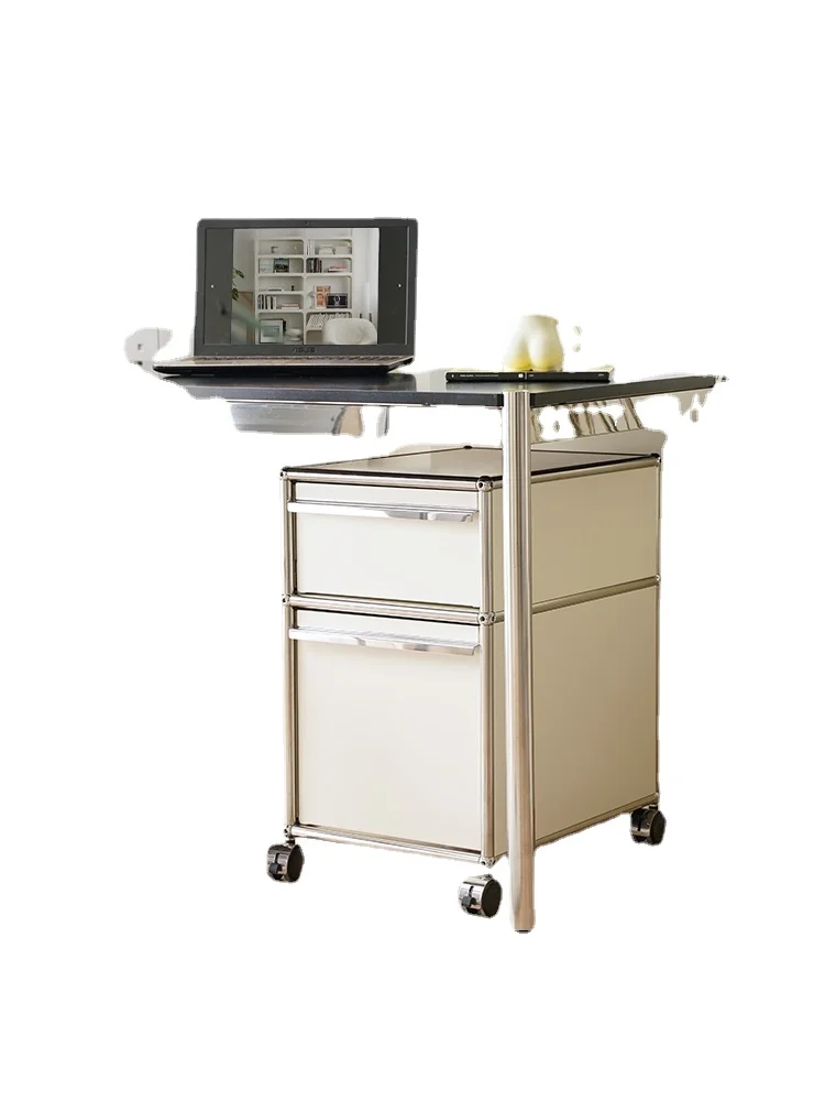 

ZZXL Office File Cabinet Stainless Steel Mobile Chest of Drawer Modern Simple Bedside Table
