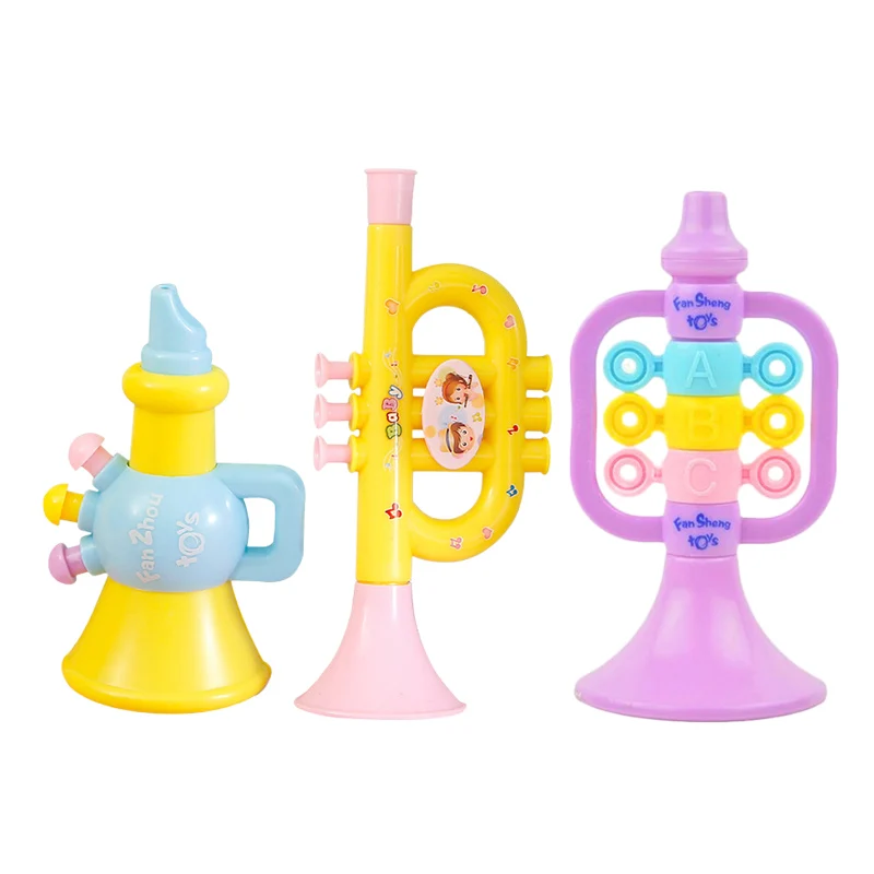 Children Musical Instrument Toys Horn Trumpet Wood/Plastic Cartoon Early Education Developmental Toys Kids Holiday Gifts TMZ