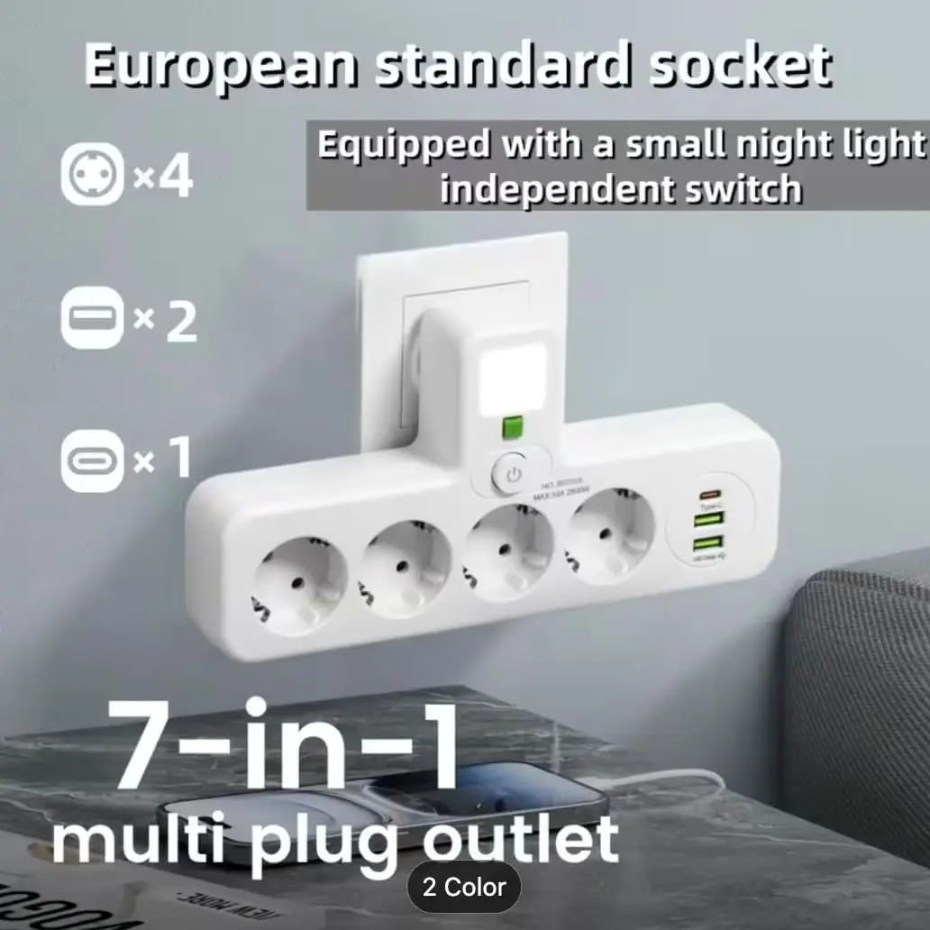 Multiple Sockets AC EU Plug Power Strip No Extension Cable With USB Ports Surge Protector Network Filter Individual Switch