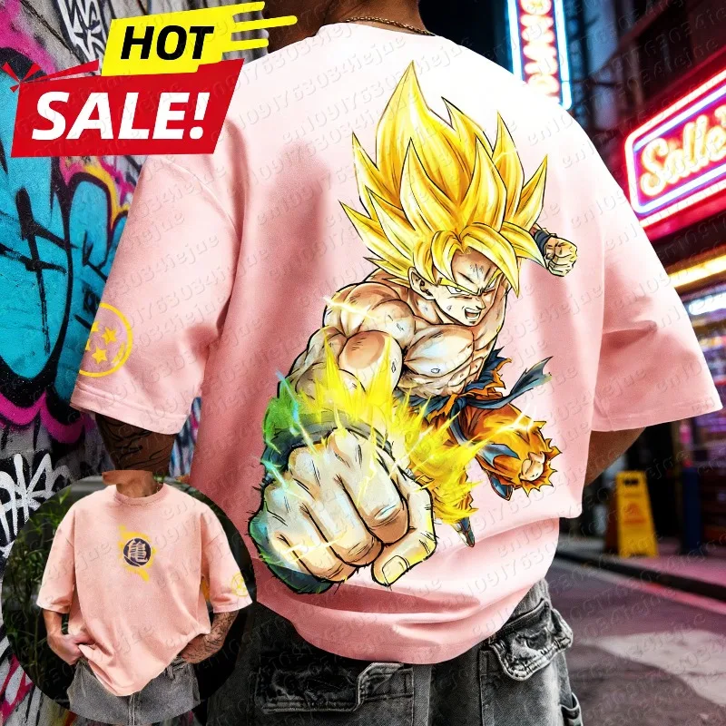 

Новая летняя футболка оверсайз 2026 Son Goku Dragon Ball Saiyan в стиле Харадзюку для мужчин и женщин, свободная, повседневная, из хлопка, уличная одежда