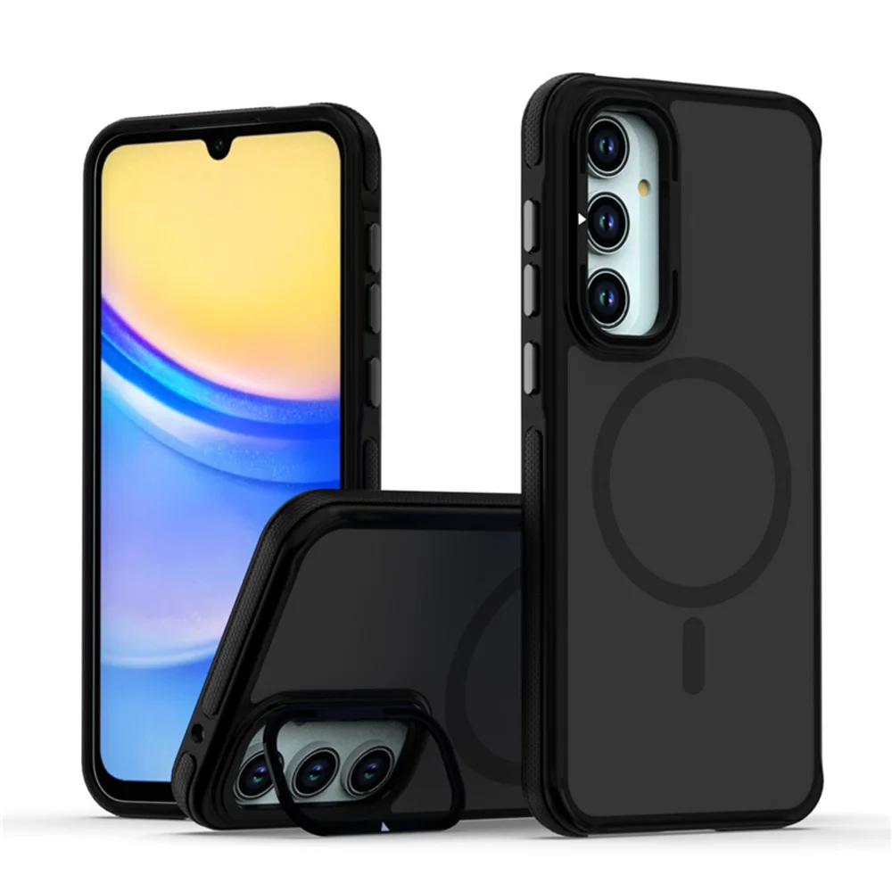 

For Samsung S25/S25 Plus/S25 Ultra Magnetic Case with Built-in Ring Stand Screen Protector Slim Translucent Matte Military Drop