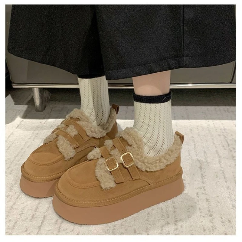 Thick Sole Cotton Shoes for Women Winternew Arrivaloutwear Fashion Lazy One-leg Snow Cotton Shoes Cotton Shoes for Women