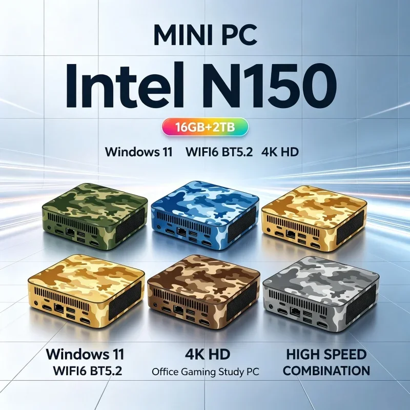 Intel N150 Mini PC Host 16GB RAM Optional 1TB‑2TB SSD Windows11 WiFi6 BT5.2 Small Desktop Computer Host For Home Office Game