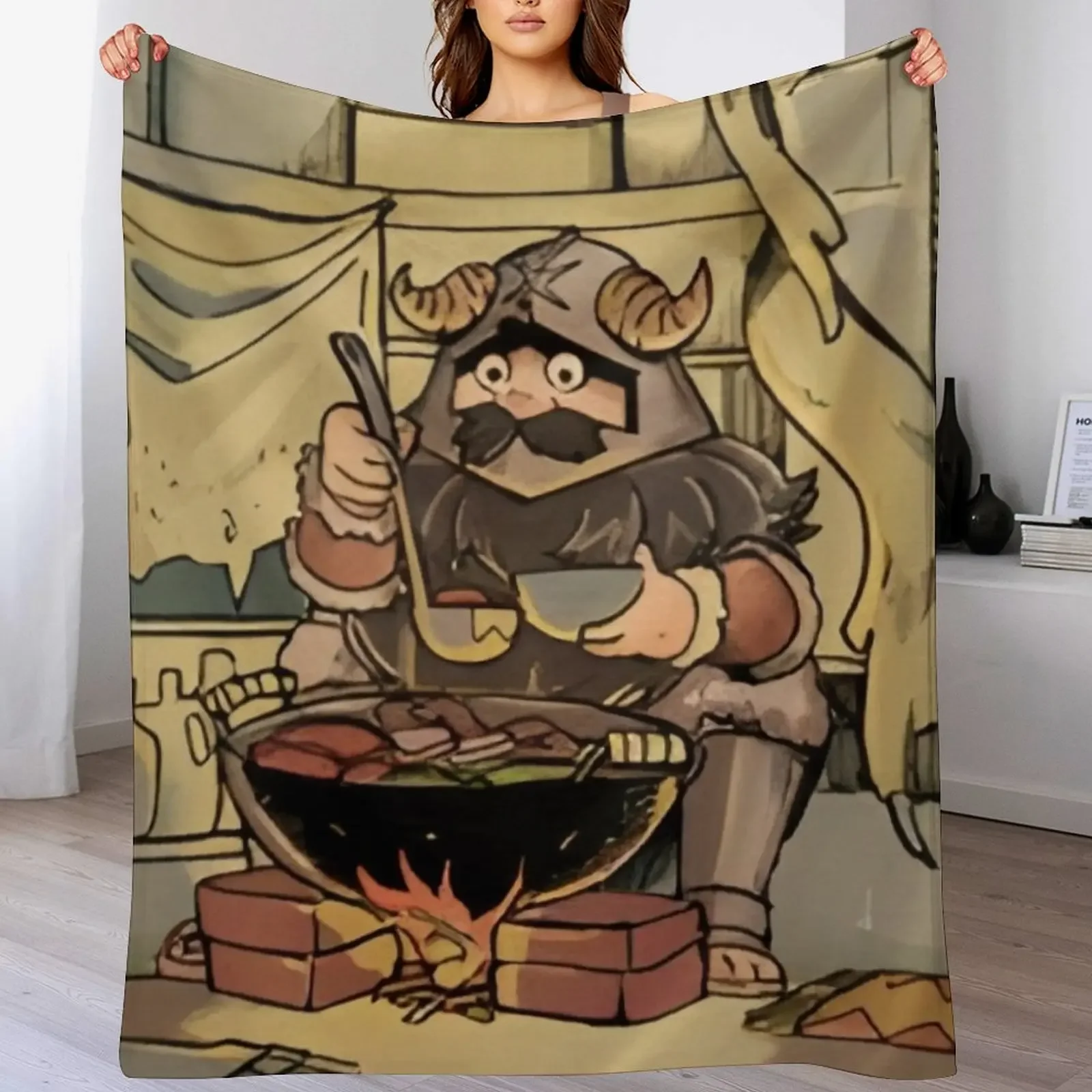 

Dungeon Meshi Delicious in Dungeon - Senshi Cooking Throw Blanket Warm Comfortable Blanket Gift for Parents Friends