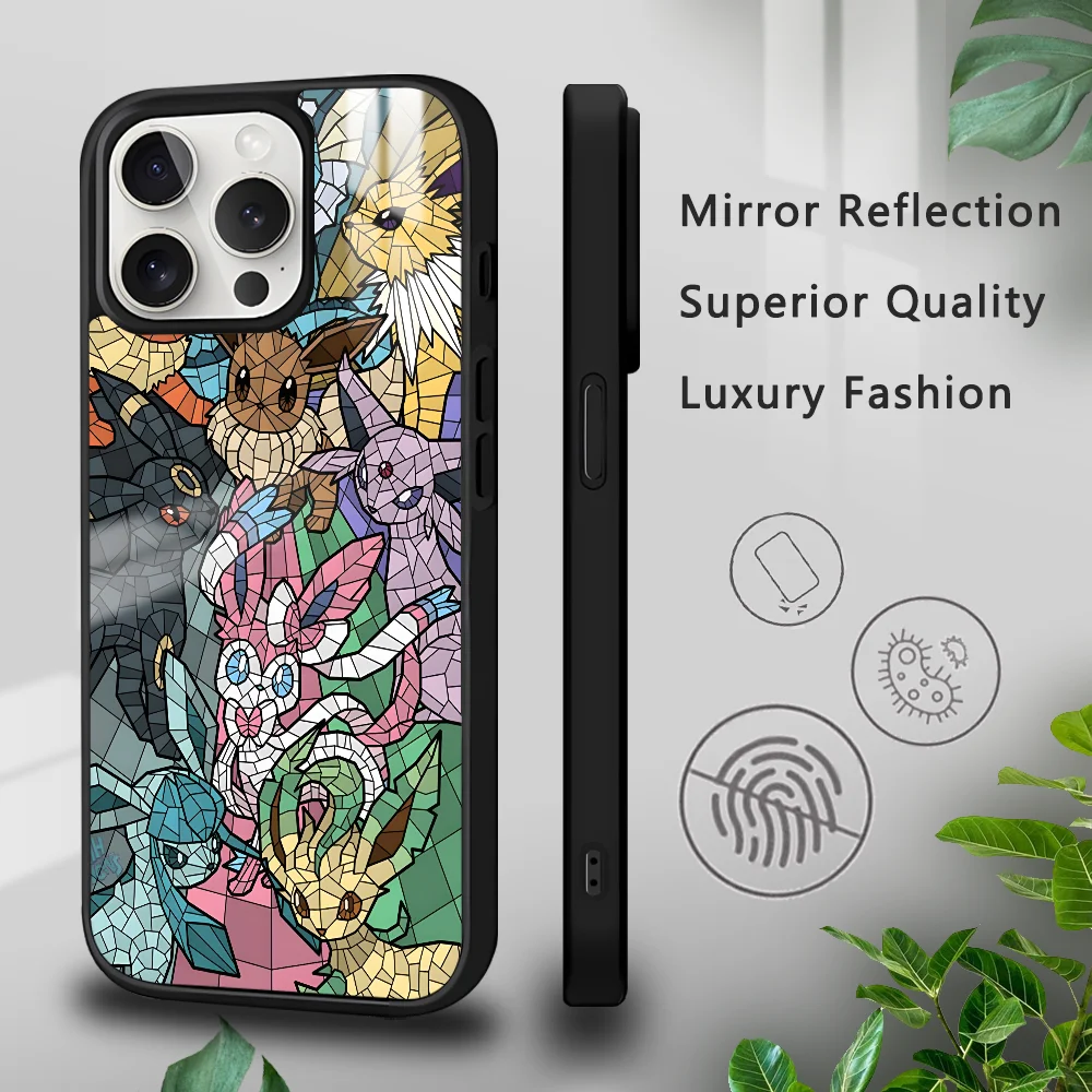 Pikachu Stained Glass Artwork Phone Case For iPhone 16 15 14 13 12 11 Pro Xs Max Mini Plus Celulares Hard Funda