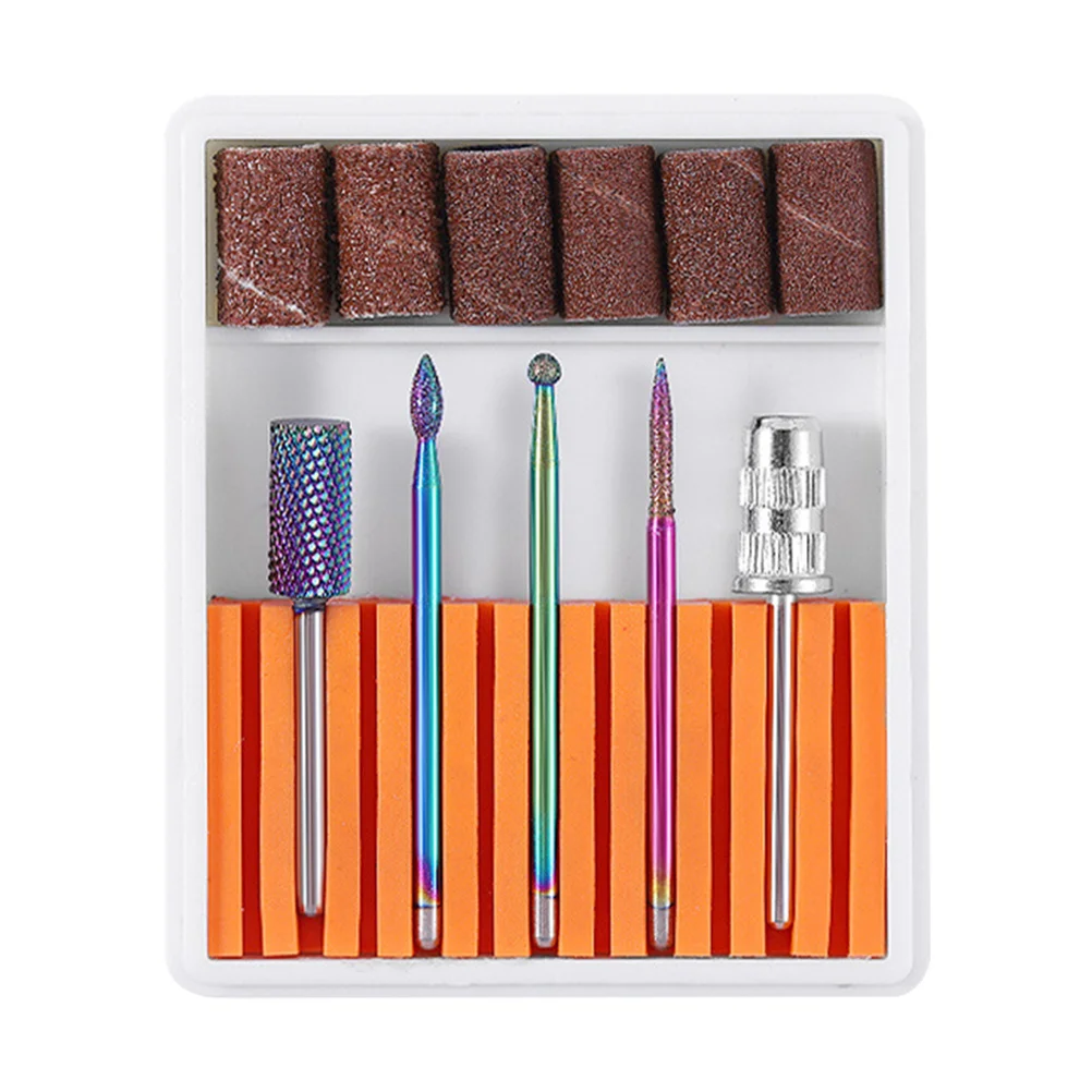 1세트 네일 드릴 비트 세트 텅스텐 스틸 견고한 매니큐어 연마 헤드 전문가용 네일 드릴 도구 키트 천연용 적합