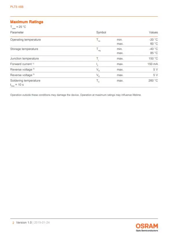 OSRAM PLT5 488 60 mW 5,6 mm himmelblaue Laserdiode mit PD (nagelneu)