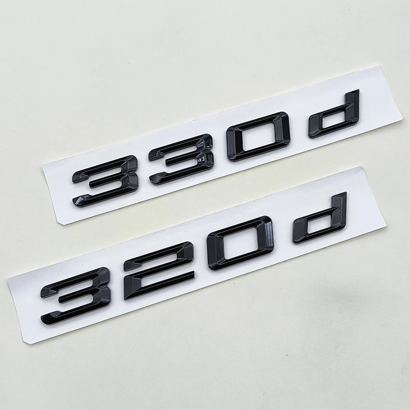 3D ABS Chrome Black Car Letters Logo 320d Sticker Rear Trunk Badge Emblem Decals For BMW 320d 330d E90 F30 G20 Accessories
