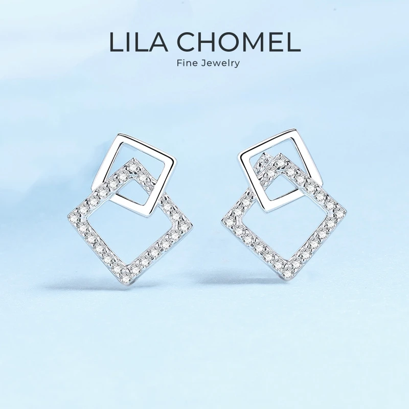 

Girl Friend Valentine's Day 18K White Gold Sister Birthday Gift 0.264CT Moissanite Diamond Women Party PT950 Geometry Earrings