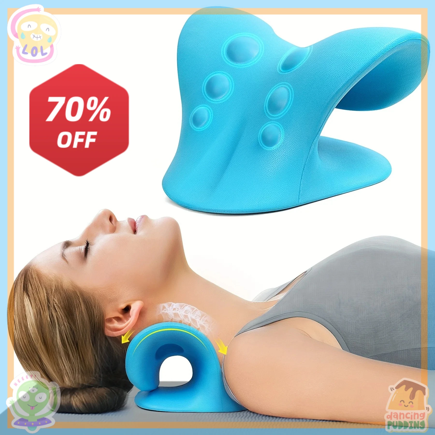 

Расслабляющее средство для шеи и плеч для выравнивания позвоночника, массажер для подушек для хиропрактики с портативным чехлом, носилки для домашней физиотерапии