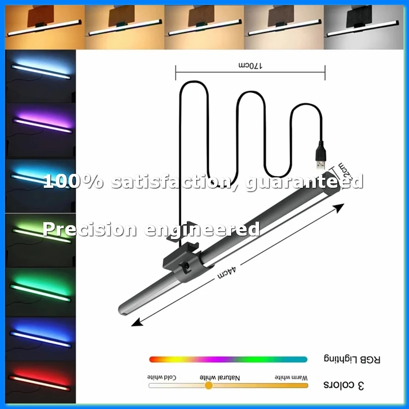 Monitor Light Bar LED Computer Screen Hanging Lights RGB Atmosphere Table Lamp for Work Study Read Stepless Dimmable-ABFB