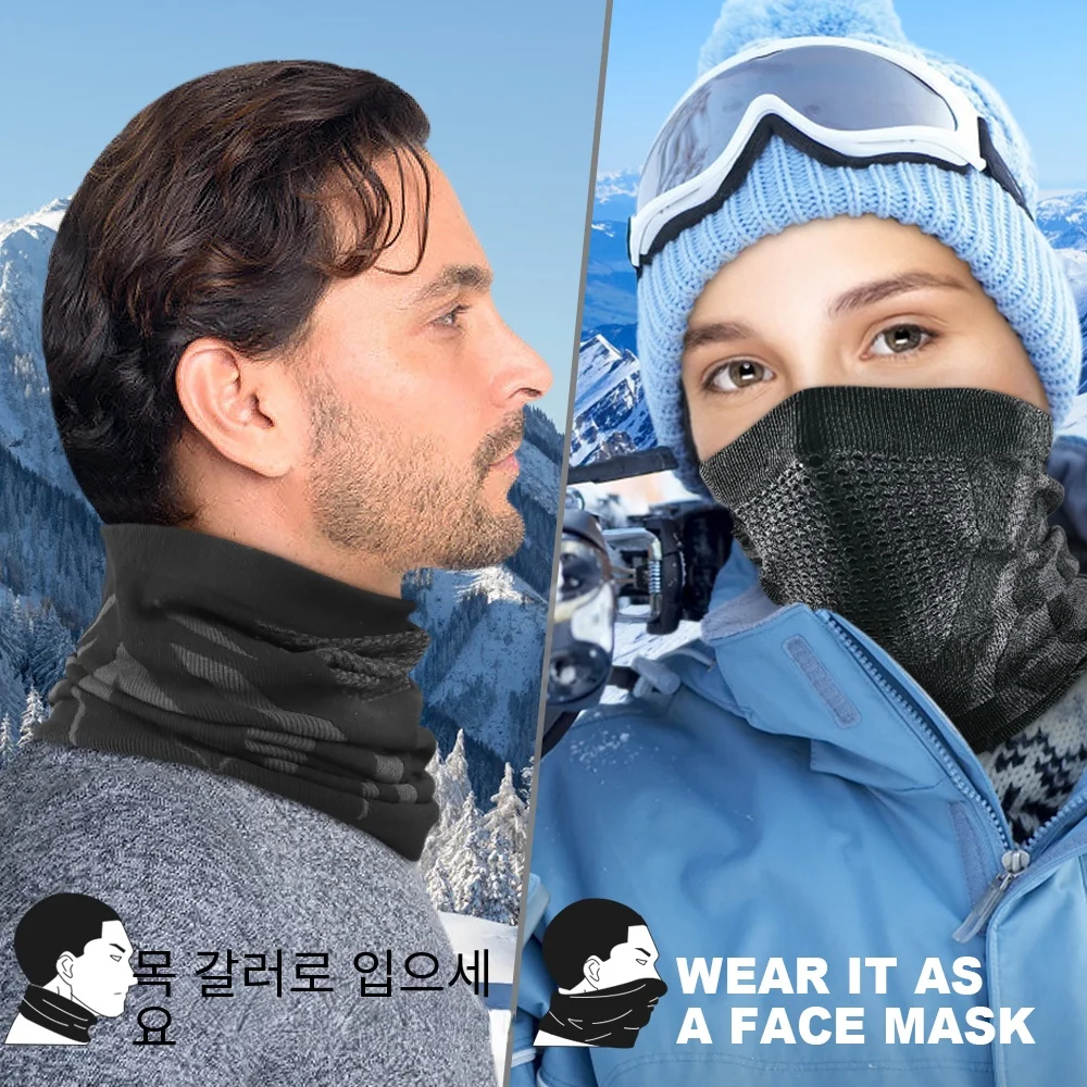 Thermal Face Bandana Mask Cover Neck Warmer Gaiter Bicycle Cycling Ski Tube Scarf Hiking Breathable Masks Print Women Men Winter