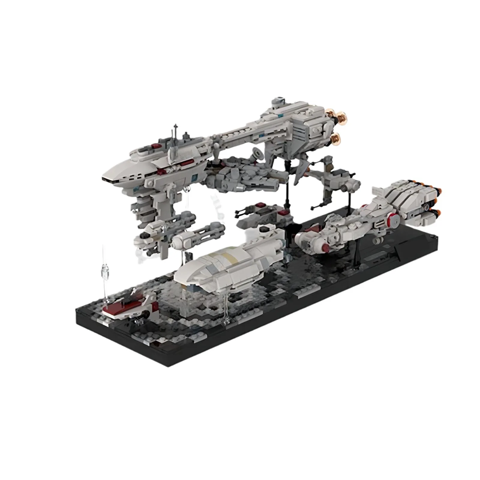EP5 Ending Space Fleet Micro Diorama MOC Blocks, Sci-Fi Vessel Scene Model for Hobby & Gift
