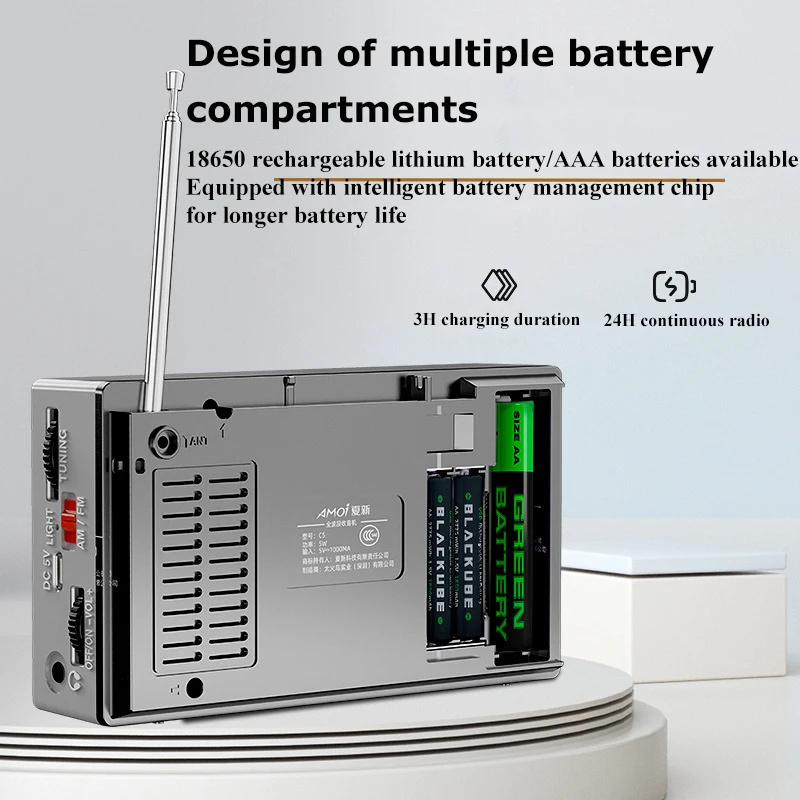 Мини FM AM радио портативный многодиапазонный DSP радио с полным диапазоном динамик удлиненная антенна 3,5 мм разъем для наушников 18650 батарея