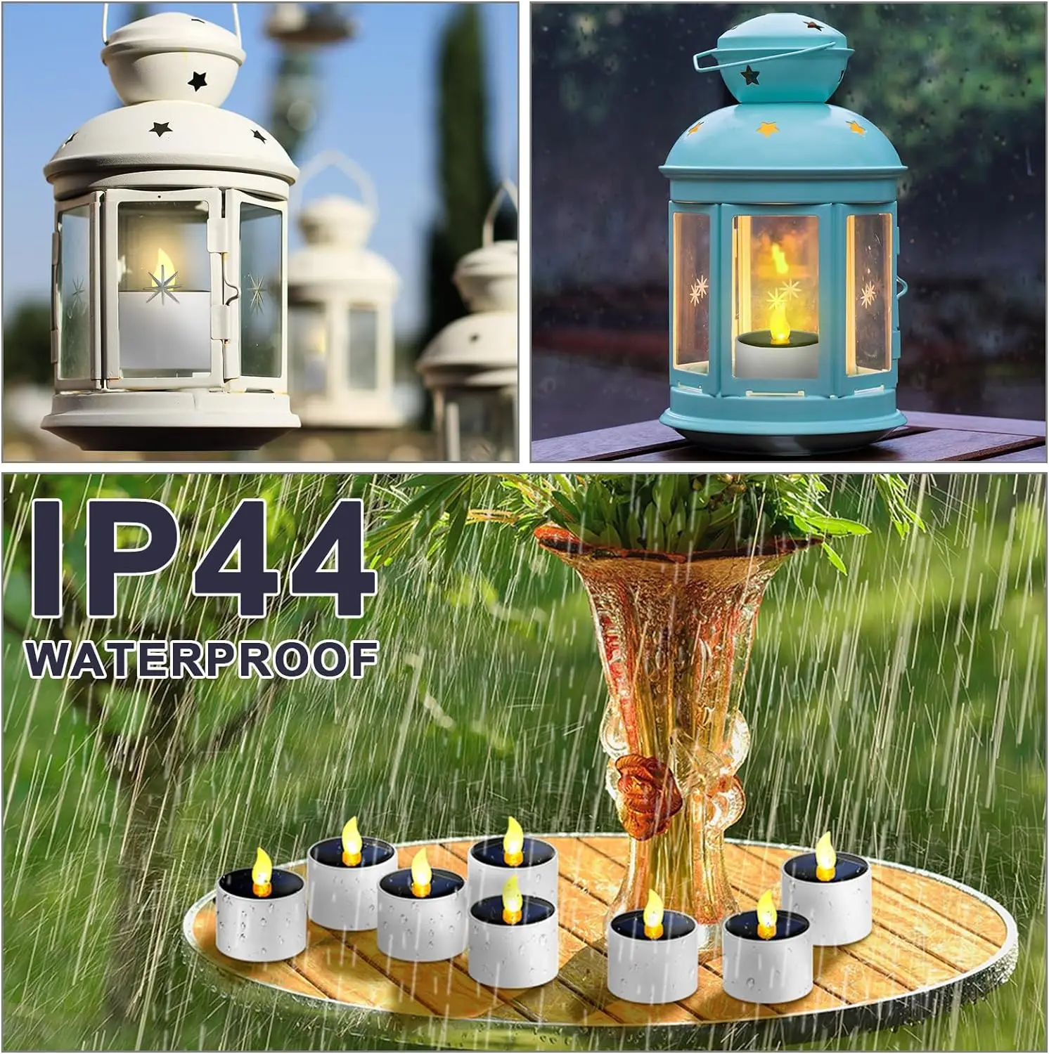 Solar Lamps Tea Lights LED Candle Light Outdoor Waterproof Energy Electronic Flickering Lighting Garden Wedding Party Decoration