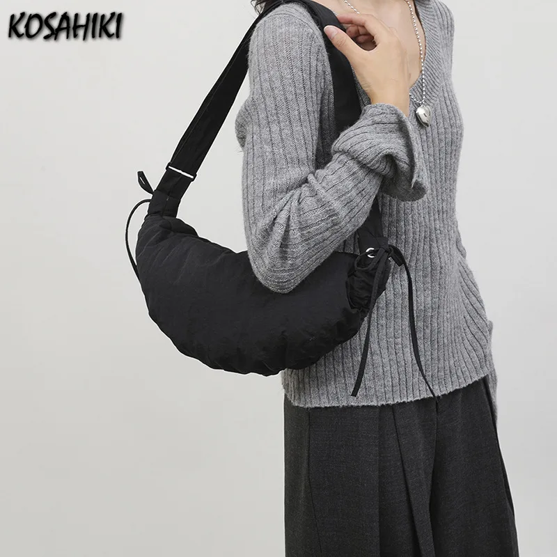 

Nylon Vintage Women Trendy Shoulder Bag Grunge Fashion Casual All Match Handbags Y2k Aesthetic Simple Office Lady Crossbody Bags