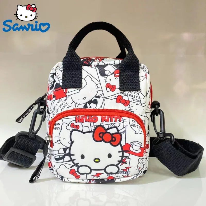 Sanrio Hello Kitty Kuromi urocza torba kobiety drukują saszetka biodrowa modne torby podróżnicze na suwak na płótnie Crossbody saszetki