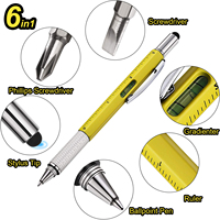 Monking 7 in 1 Multifunctional Pen Touch Screen Stylus Capacitive Pen with Screwdriver Ruler Levelgauge Ballpoint Pencil Tool
