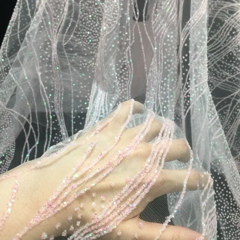 스팽글 메쉬 원단 웨딩 베일, DIY 수제 배경 장식, 퀼팅 바느질, 의류 소재, 블링 패브릭, 얇은 명주 그물