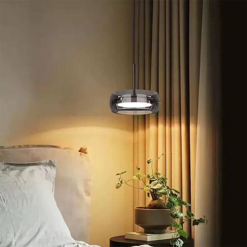 Modern Plating Single-Head Glass Pendant Light Living Room Bedroom Restaurant Hotel Lamp Three-Color Dimmable LED Lighting Decor
