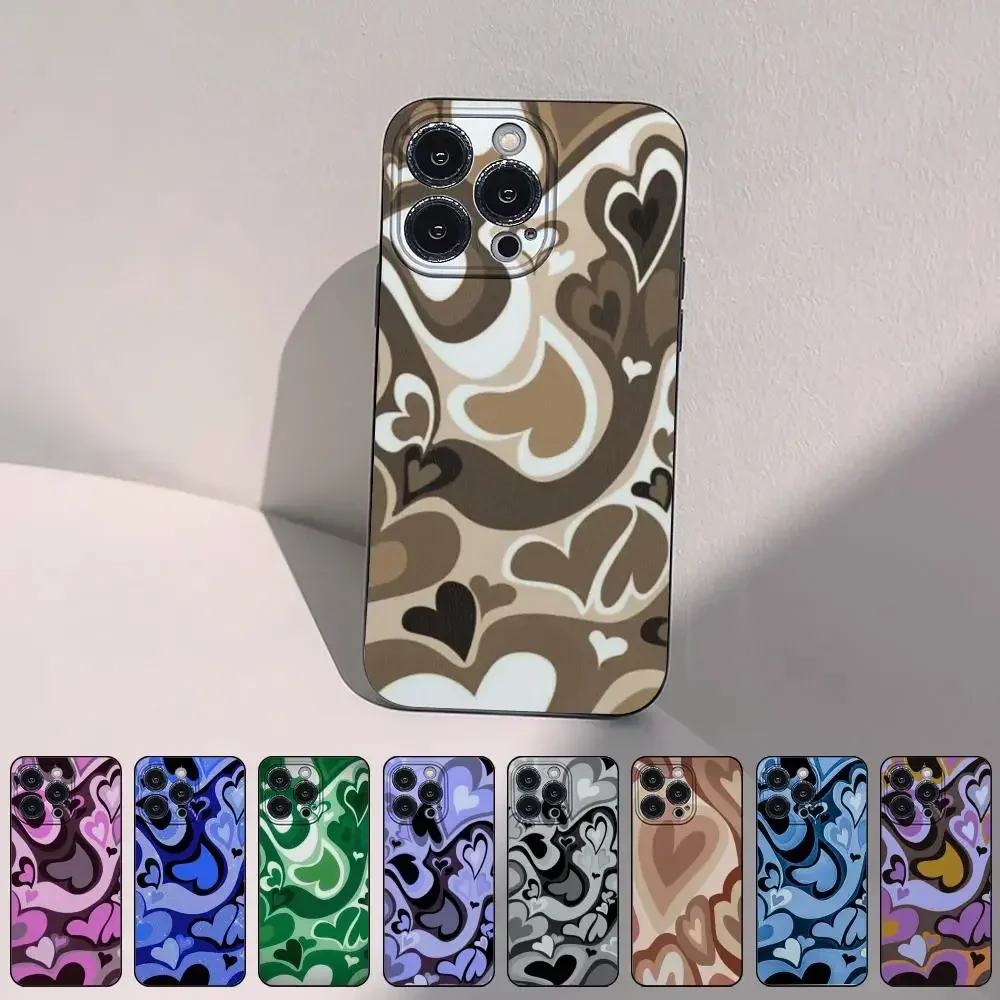 Trippy Love Heart Mobile Phone Cases for iPhone 15 14 13 Pro Max 11 12 Mini X Xs XR Se 2022 Silicone Soft Shell