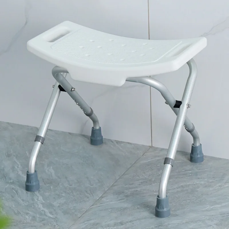 Adjustable Height Shower Stool Aluminum Alloy No Installation Needed Foldable Bath Seat Stable Non-Slip