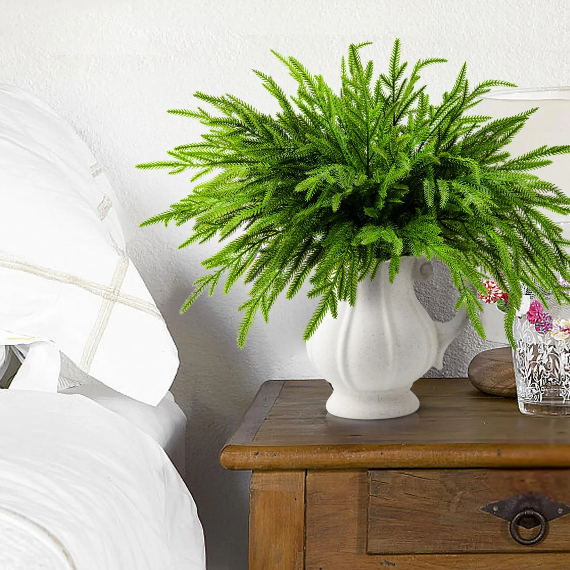 50 سنتيمتر فروع الصنوبر نورفولك الاصطناعي فروع عيد الميلاد النباتات وهمية الخضرة Sprigs بها بنفسك الحرفية جارلاند ديكور حديقة المنزل عيد الميلاد