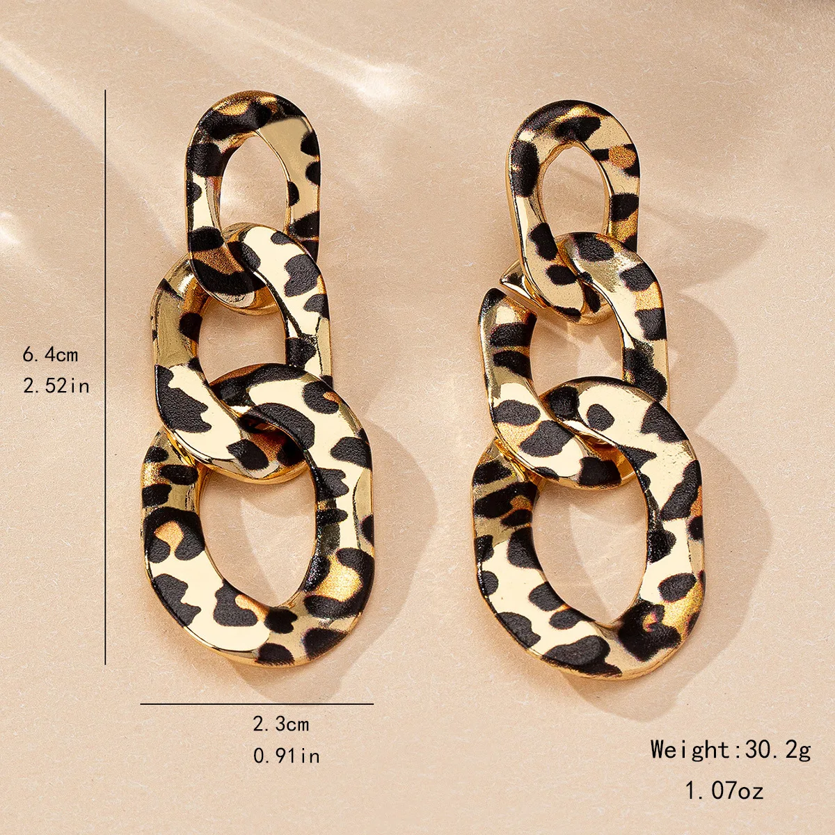 Earrings For Women Retro Temperament Long Metal Chain Leopard Print Holiday Party Gift Ear Accessories Fashion Jewelry E533
