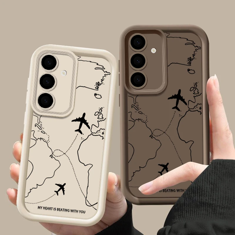 حافظة من السيليكون لهاتف سامسونج جالاكسي S24 FE S25 Edge S24 S23 Ultra S22 Plus A17 A14 A15 A55 A56 A36 A26 غطاء ناعم