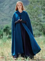 Women winter 2024 X-Long cape christmas 3/4 sleeve hooded loose faux woolen poncho 2022 solid gray black blue/army green cloak