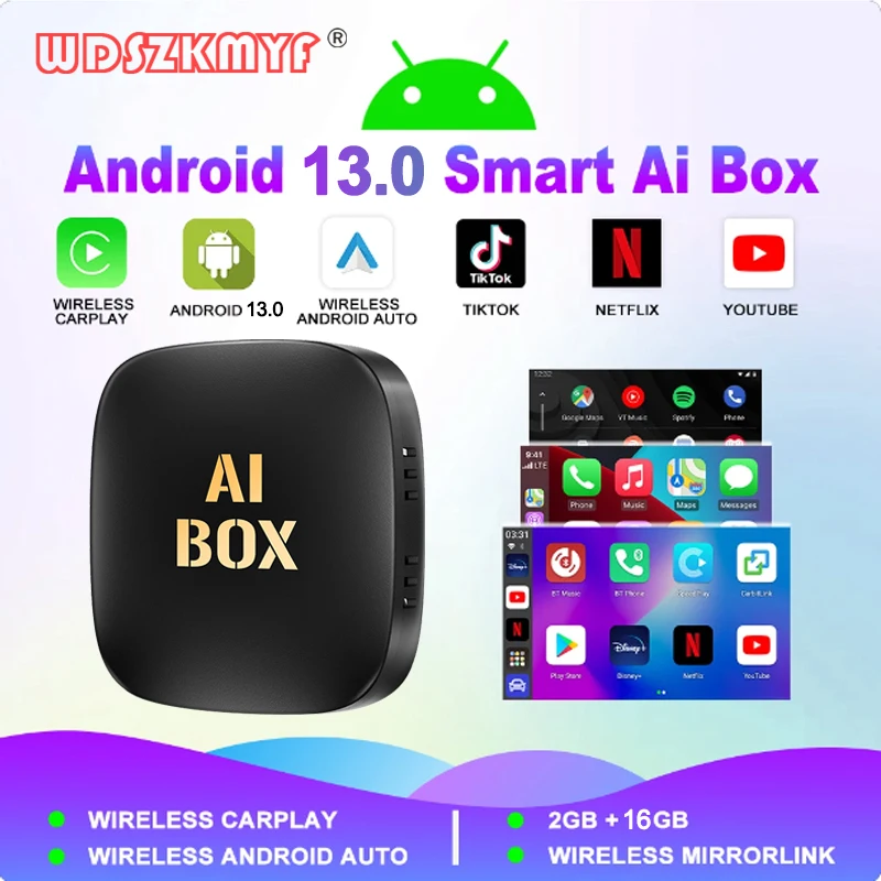 3in1 Smart Ai Box Android13 Wireless Carplay Android Auto Adapter for Youtube Netflix Ai Box Auto Ford Haval Hyundai Porsche VW