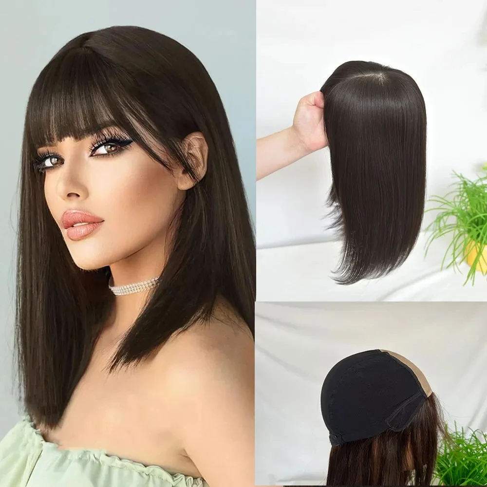 

Clip in Bangs with Hair 360° Cover Clip in Bangs Hair Clip in Hair Extensions, Blonde with Dark Root Hair Bangs for Women