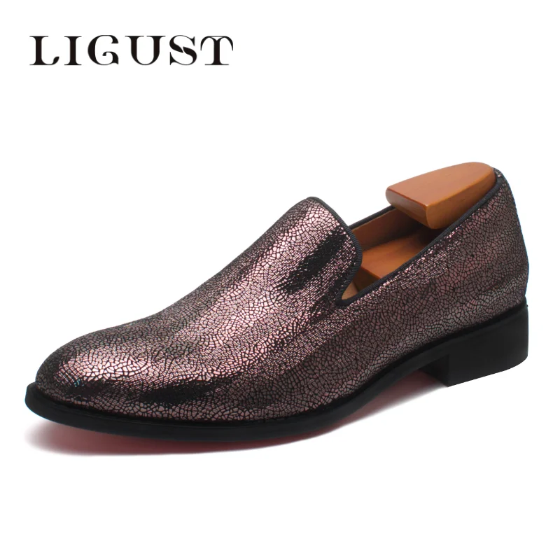 

LIGUST Shoe For Men Luxury Quality Wedding Genuine Leather Shoes Classic Designer Men Fashion Party Prom Casual Loafers Shoes