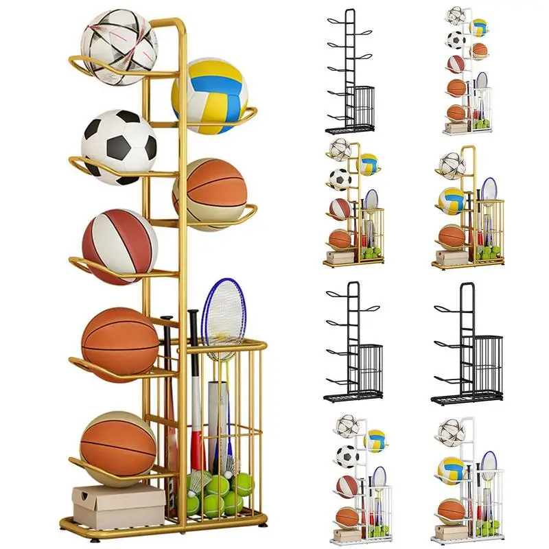 Basketball Holder Cast Iron Stand Display For Volleyball Ball Storage Holder Football Display Stand Multi-Layer Storage Shelf