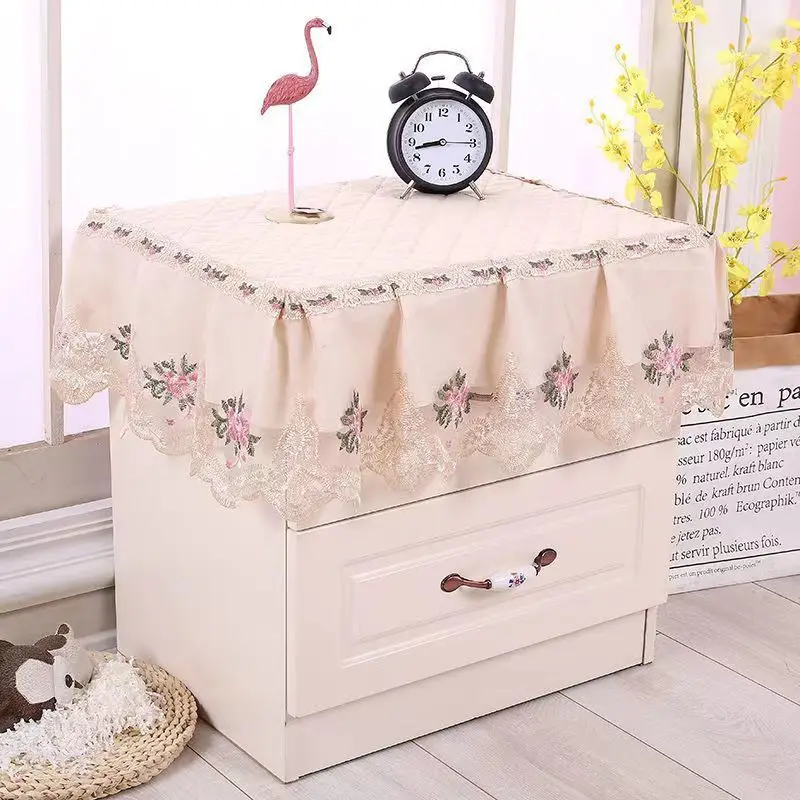 All-Purpose Covers Bedroom Bedside Cupboard Non-slip Dust-proof Floral Lace Luxury Nordic Small Table Cloth Furniture Home Decor