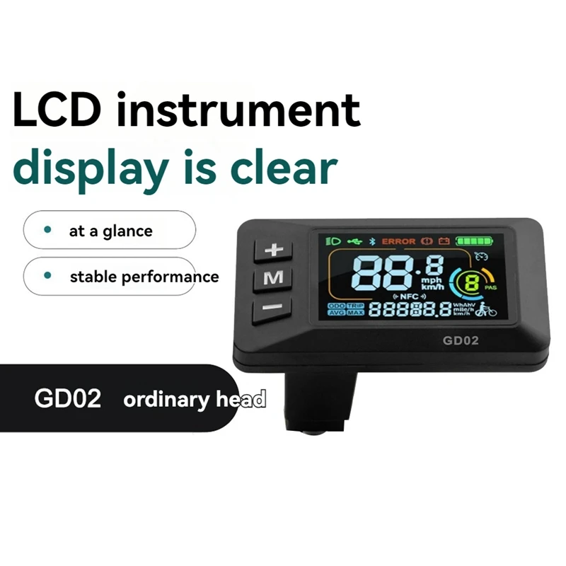 LCD-GD02 Electric Bike LCD Display Meter  Dashboard Display Panel 24V 36V 48V 52V 60V For Electric Scooter SM5+2PIN