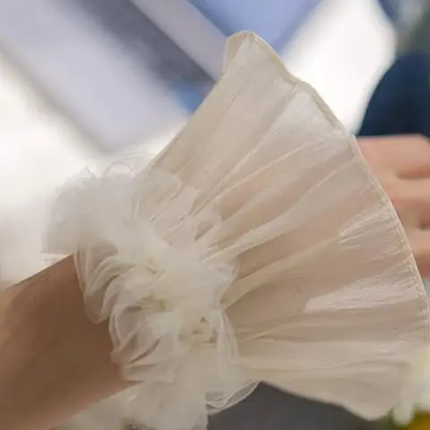 

1 пара декоративных сетчатых кружевных рукавов для дизайна ногтей, искусственные плиссированные манжеты, нежные накладные манжеты, маникюрный реквизит для фотосъемки для красивого и лыж