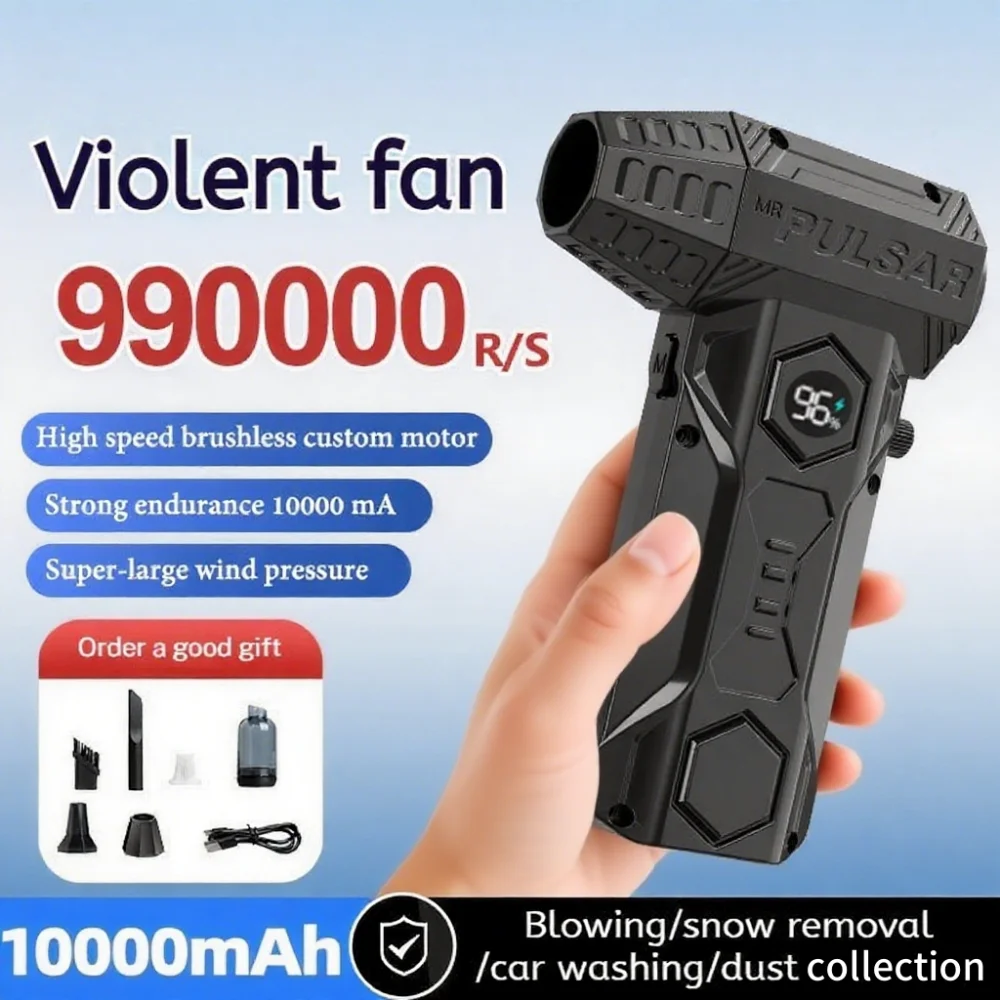 

X11Pro MAX Турбоструйный вентилятор 990000 об/мин Мощный воздуходувка Бесщеточный двигатель Турбовентилятор Скорость ветра 65 м/с 10000 мАч сильный бриз автомобиль