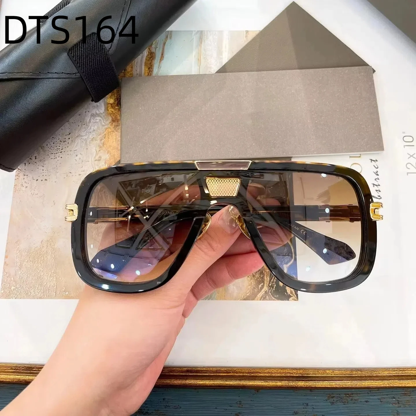 Original GRAND BEM DTS164 Square Acetate Frame UV400 Men Sunglasses Premium Vintage Luxury Classic Gradient Women Couple Eyewear