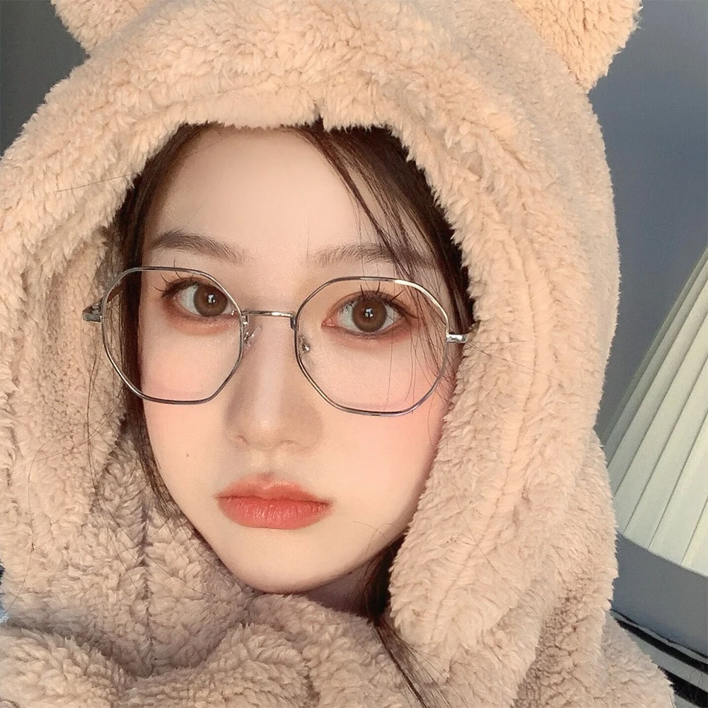 الفن ريترو للجنسين مضلع مكافحة نظارات الضوء الأزرق إطار معدني شقة العين موضة مريحة شفافة مشهد للرجال النساء