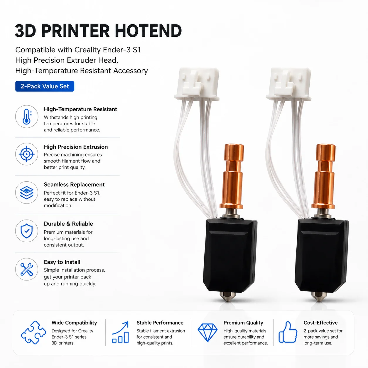 Dysza ceramiczna hotendu Anycubic Kobra S1, głowica combo Kobra S1, drukarka 3D S1C, 24V 48W, szybkie nagrzewanie, 320 ℃   Akcesoria do drukarek 3D — zdjęcie produktu 2
