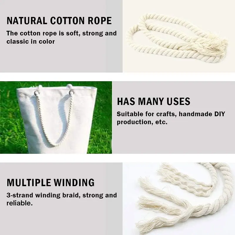 Imagen 6: Cuerda trenzada de algodón de 4-20mm, cordones de macramé de algodón Natural para manualidades DIY, decoración del hogar, Material de tejer, cuerdas de boda