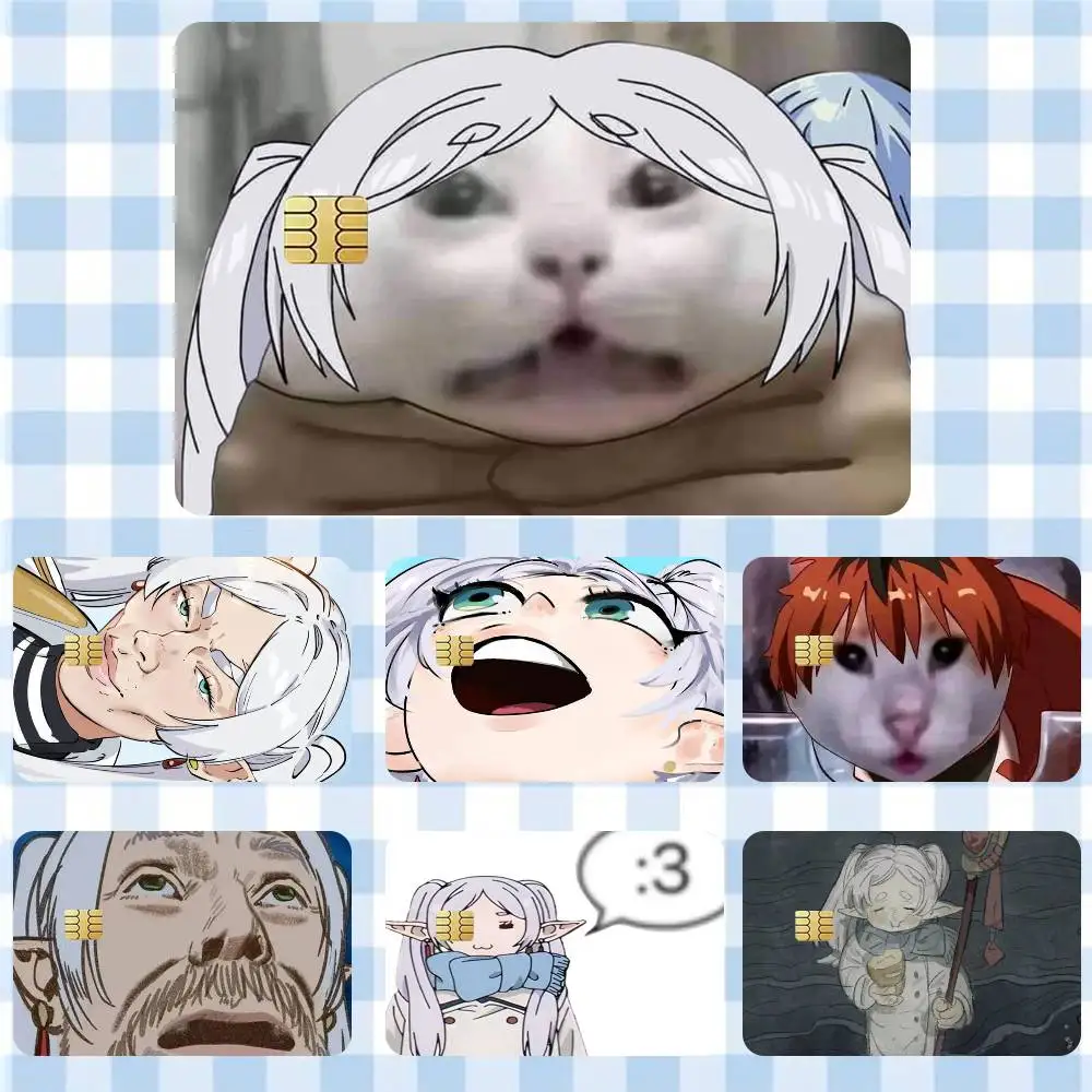 

Frieren Memes Funny Sticker Film Tape Skin for Credit Card Debit Card Waterproof Stickers Cartoon