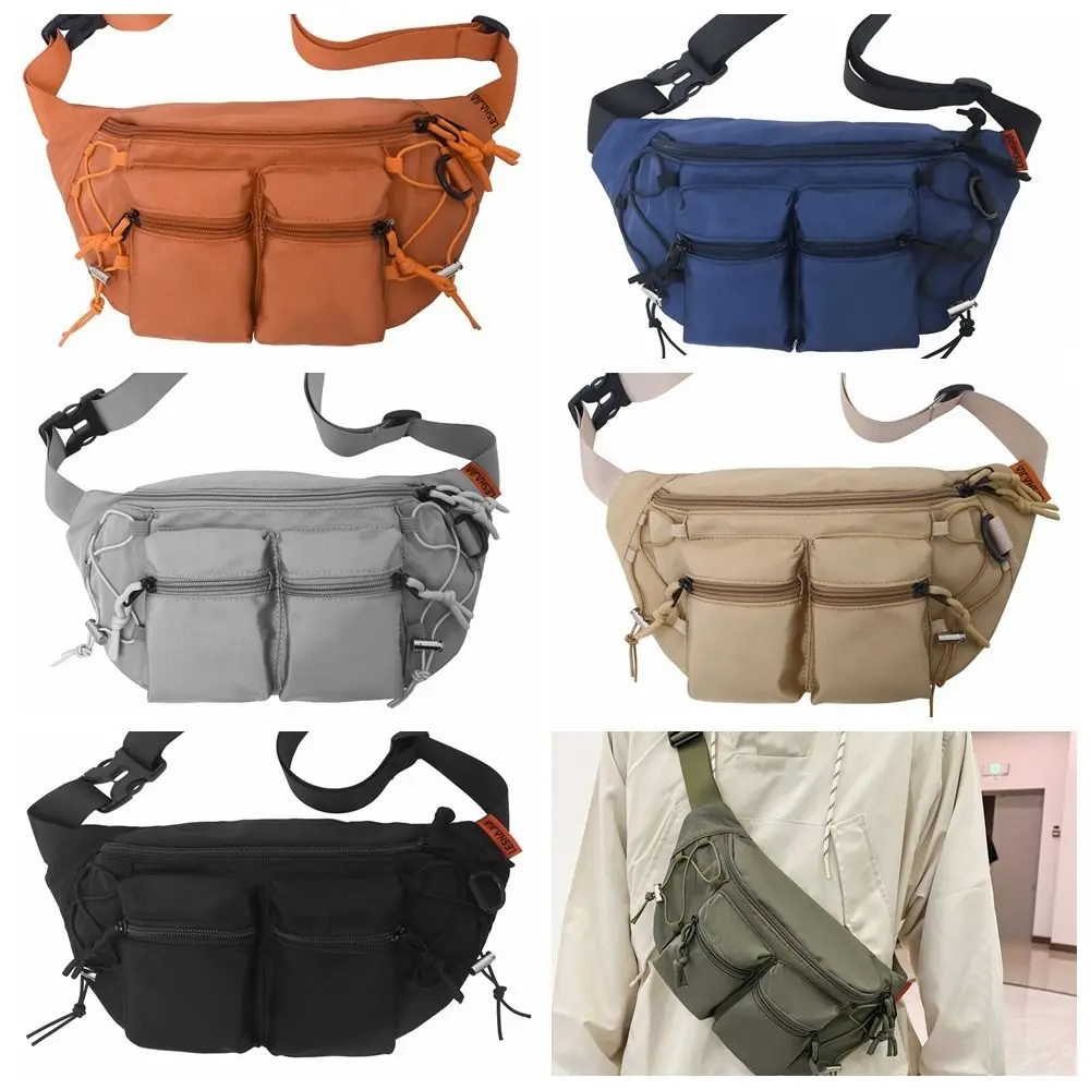 Casual Nylon Men Waist Bag Y2k Large Capacity Multi-pocket Chest Bag Crossbody Bag Japanese Style Sports Fanny Pack Travel