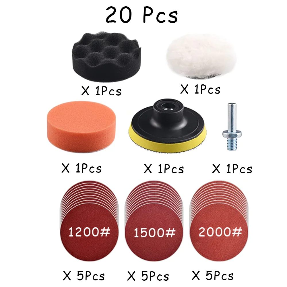 15-65 Stuks Auto Koplamp Reparatie Restauratie Kit 3 Inch 75 Mm Schuurplaat Waxen Spons Schuurpad voor Polijsten En Schuren