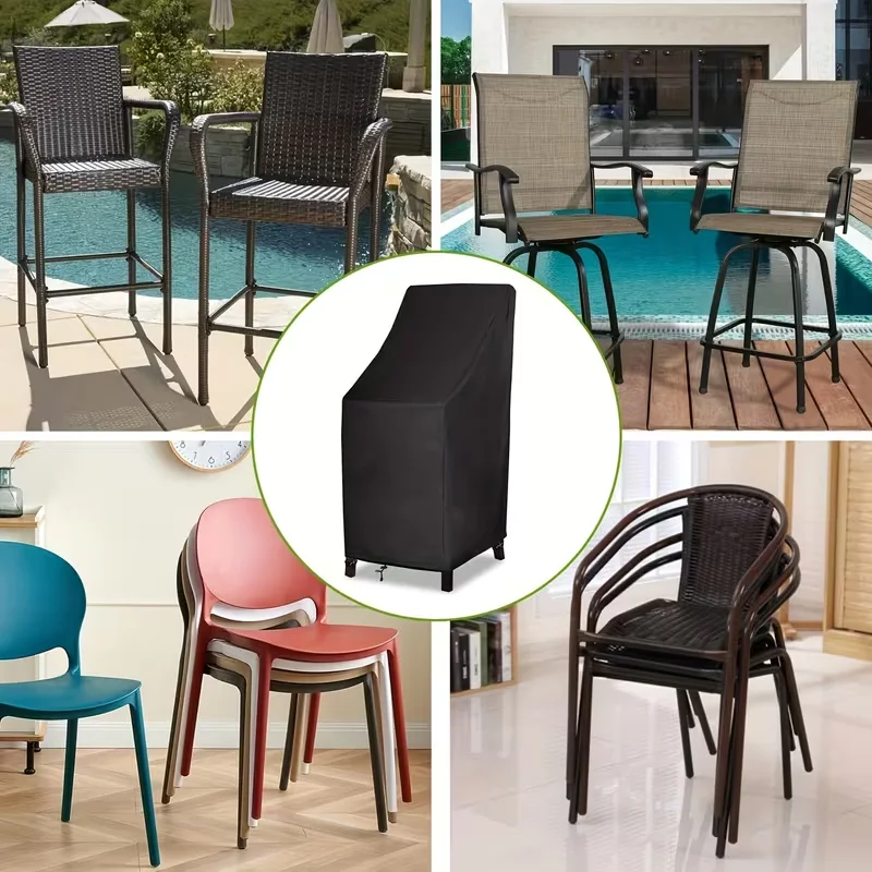 210D Waterproof Outdoor Chair Cover, Heavy Duty Patio Lounge Chair Protector, Weather Resistant Stackable Chair Cover