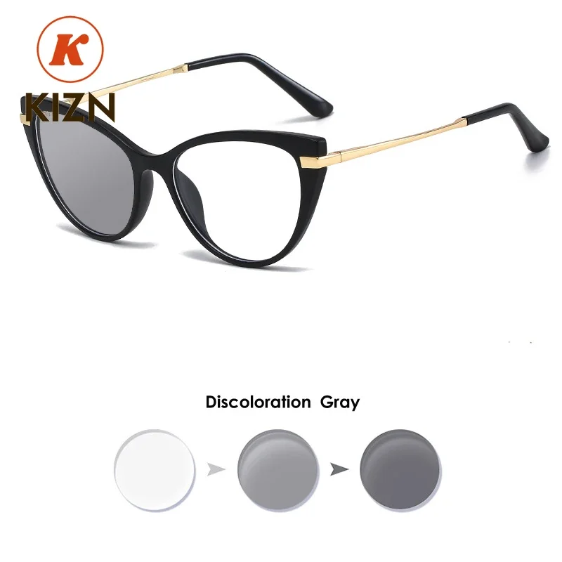 

Очки KIZN с эффектом кошачьего глаза, меняющие цвет, для женщин, с магнитным креплением, солнцезащитные, с диоптриями от -0.5 до -10, на заказ
