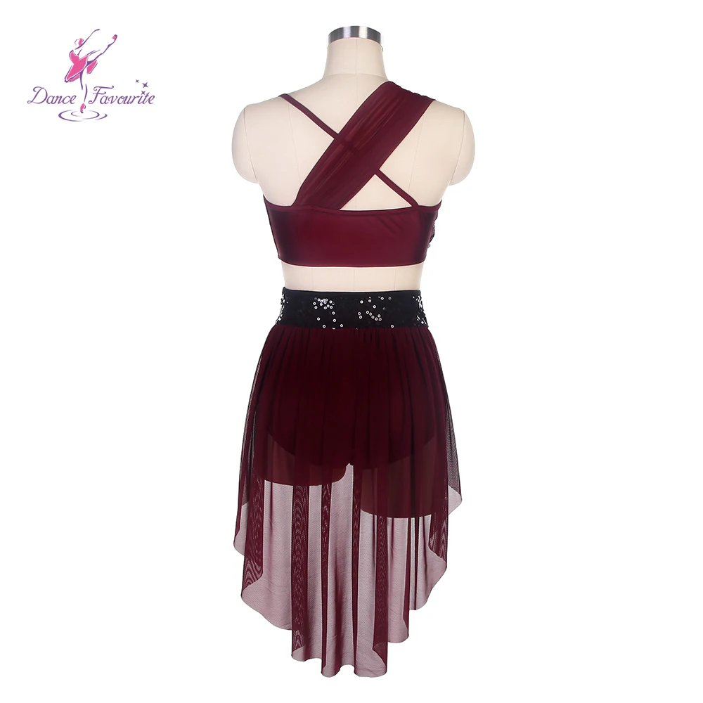 Dance Favourite Dance Costumes 19606 Burgundy Spandex Bodice Ballet dress  Ballet costume Lyrical Dance Dress with Short skirt